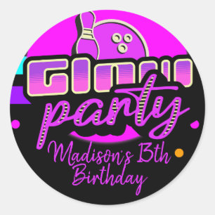 Neon Bowling-Party-Bash-Birthday-Party Runder Aufkleber