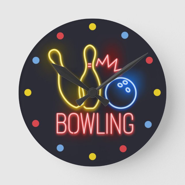 Neon Bowling Skittttes Horloge murale (Recto)