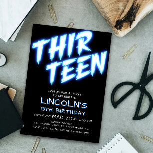 Neon Boys Pool 13ème anniversaire Invitation