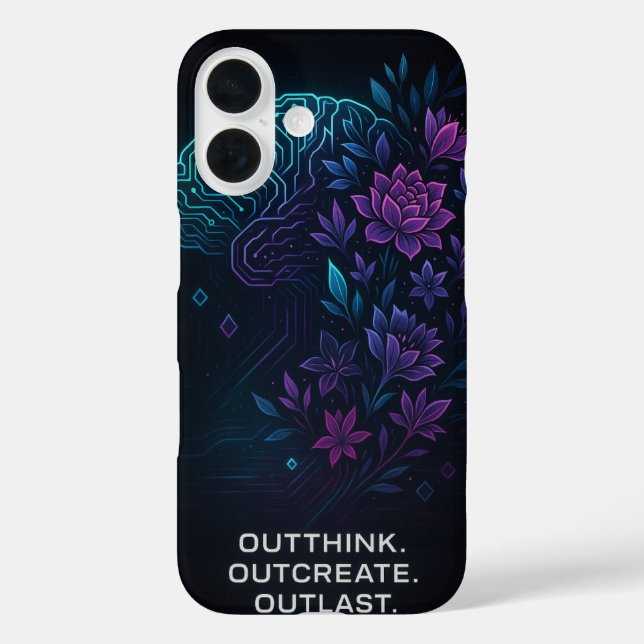 Neon Brain Bloom iPhone 16 Case – Outthink. Outcre (Rückseite)