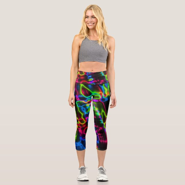 Neon Bright Capri Yoga Pants Leggings (Vorderseite)