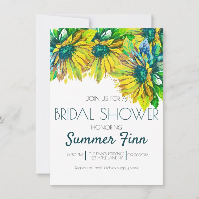 Neon Bright Summer Sunflower Brautparty Einladung (Vorderseite)