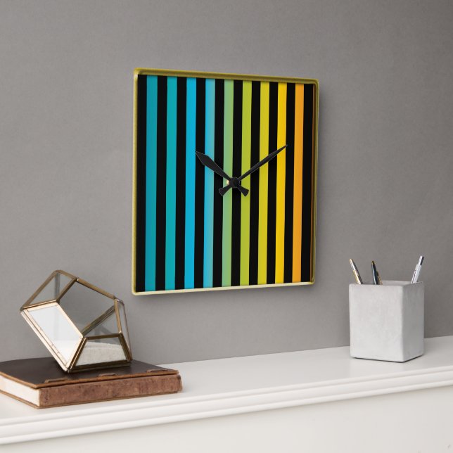 Neon Bright, trendige Mode, farbiges Design 6 Quadratische Wanduhr (Büro)