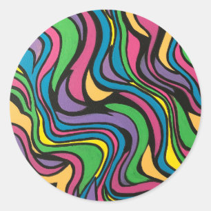 Neon Brook-Handbemalte moderne Kunst Runder Aufkleber