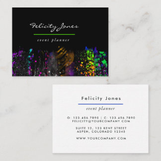 Neon Brush Strokes Business Card Visitenkarte