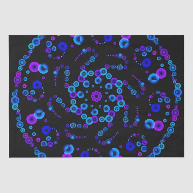Neon Bubble Orb Mandala auf Black Seidenpapier (Vorderseite)
