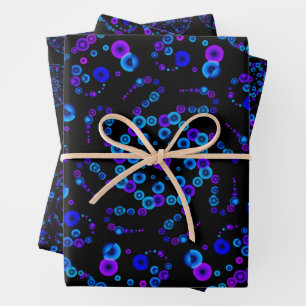 Neon Bubble Orbs Mandala auf Black Geschenkpapier Set