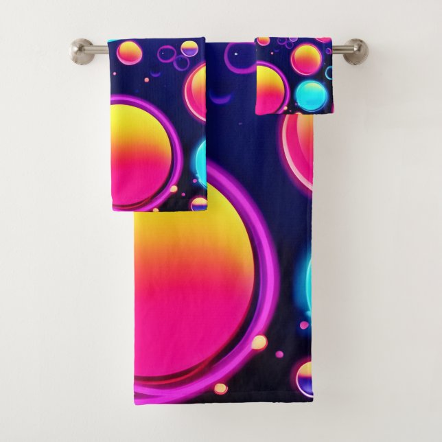 Neon Bubble Universe Badhandtuch Set (Insitu)