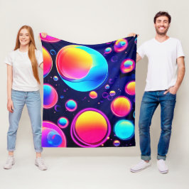 Neon Bubble Universe Fleecedecke