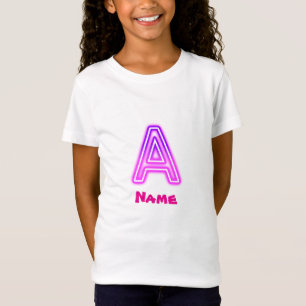 Neon-Buchstabe A Monogramm Leuchtendes Lila Rosa I T-Shirt