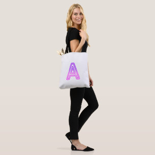 Neon-Buchstabe A Monogramm Leuchtendes Lila Rosa I Tasche