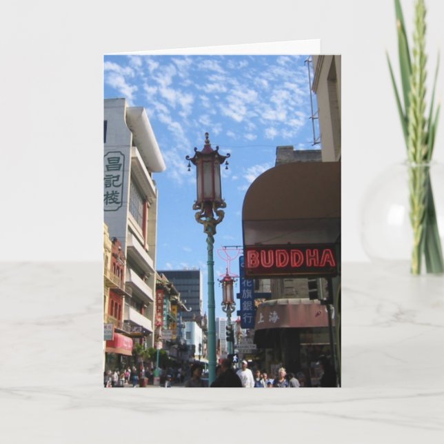 Neon Buddha San Francisco Note oder Grußkarte Karte (Vorderseite)