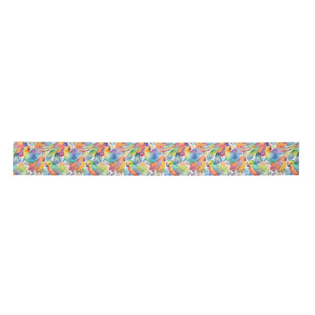 Neon Budgies Muster Satinband (Vorderseite)