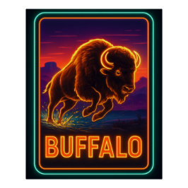 Neon Buffalo Poster