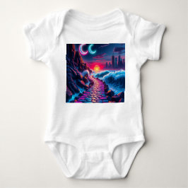 Neon Bunny & Neon City Skyline Pathway One Piece B Baby Strampler