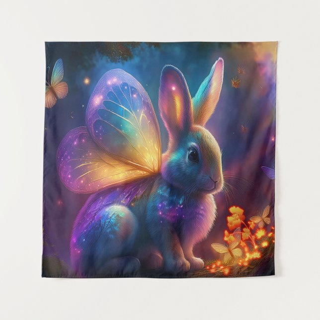 Neon Bunny Wandteppich (Vorderseite)