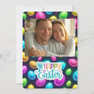 Neon/bunter Ostereier personalisiert Feiertagskarte
