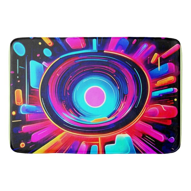 Neon Burst: Abstrakte Energie Badematte (Vorderseite)