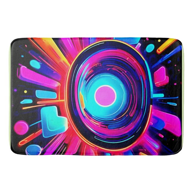 Neon Burst: Abstrakte Energie Badematte (Vorderseite)