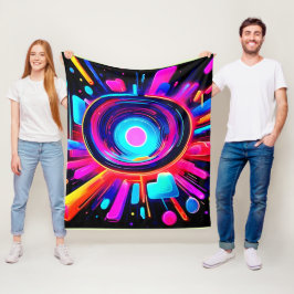 Neon Burst: Abstrakte Energie Fleecedecke