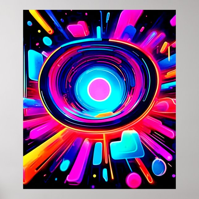 Neon Burst: Abstrakte Energie Poster (Vorne)