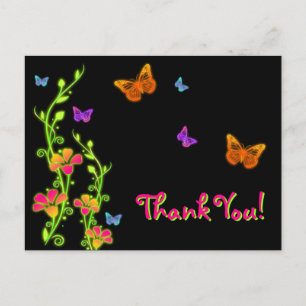 Neon Butterfells & Blume Vielen Dank für Ihre Post Postkarte