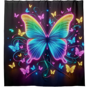 Neon Butterflies Duschvorhang