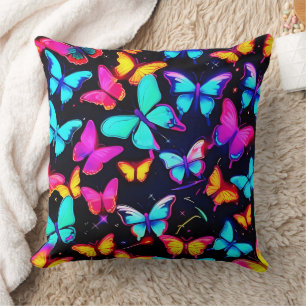 Neon Butterfly Pattern Kissen