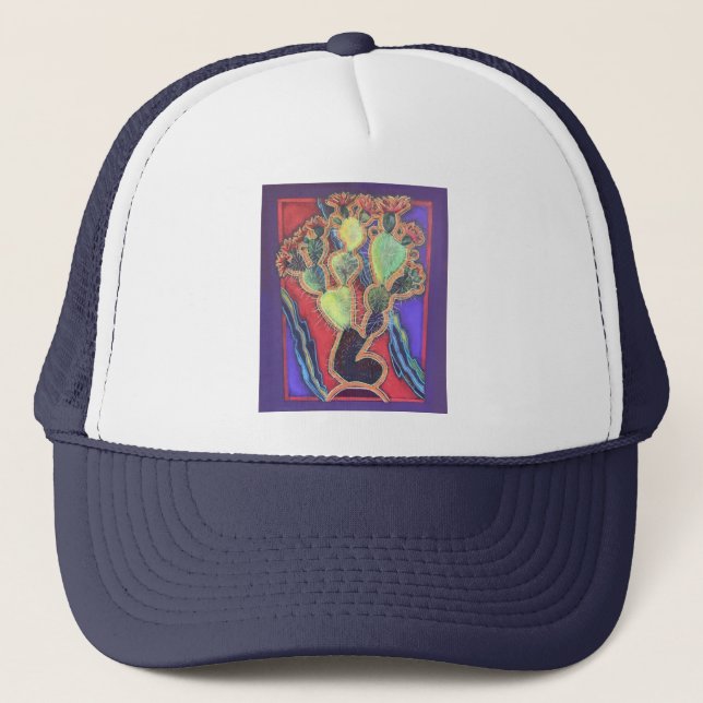 Neon Cactus Baseball Cap Truckerkappe (Vorderseite)