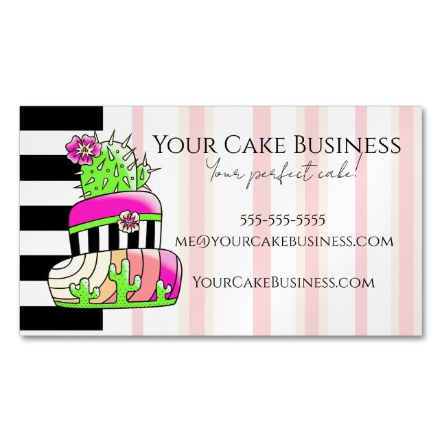 Neon Cactus Business Card Magnetische Visitenkarte (Vorderseite)