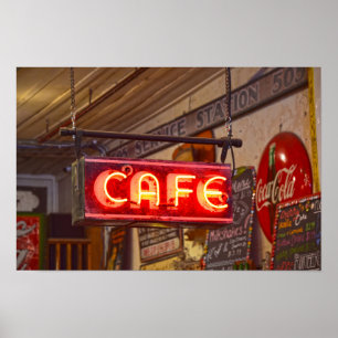 Neon-Cafe-Schilder, Jefferson, Texas Poster