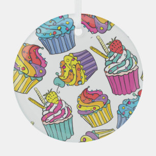 Neon Cakes: Pop Art Pattern. Ornament Aus Glas