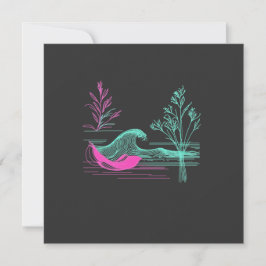 NEON CALM – Retro Wave & Botanical Line Art Feiertagskarte