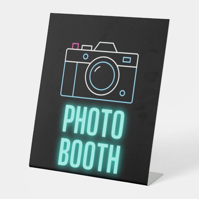 Neon Camera Foto Stand Sockelschild (Vorderseite)