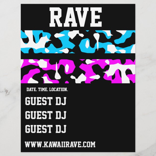 Neon Camouflage Stripes Custom Rave Flyer (Vorne)