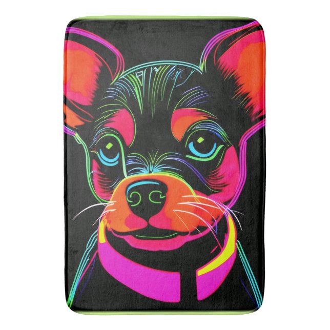 Neon Canine Puppy Art Badematte (Vorderseite Vertikal)