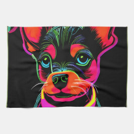 Neon Canine Puppy Art Geschirrtuch