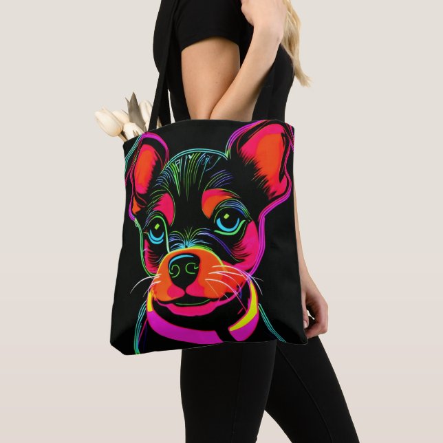 Neon Canine Puppy Art Tasche (Von Nahem)