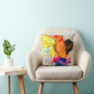 Neon Carnation Aquarell Blume Kissen