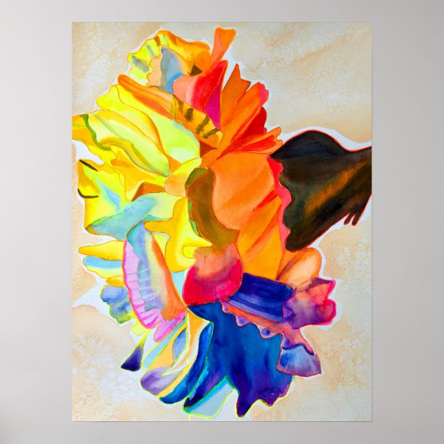 Neon Carnation Aquarell Blume Poster (Vorne)