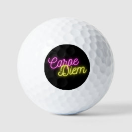 Neon Carpe Diem Word Art Golfball