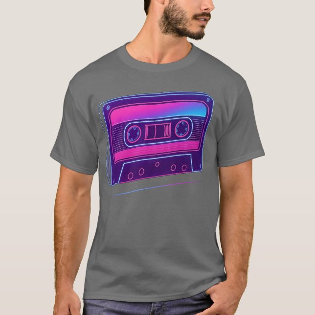 Neon Cassetteape Retro Design retro T-Shirt (Vorderseite)