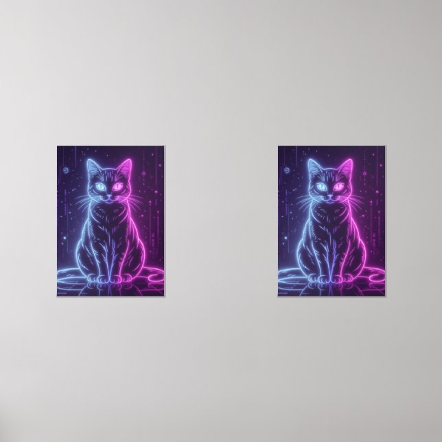 **Neon Cat Design – Glowing Futuristic Feline Art* (Recto)