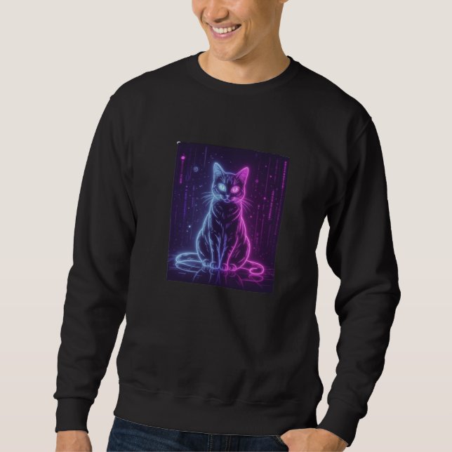 **Neon Cat Design – Glowing Futuristic Feline Art* Sweatshirt (Vorderseite)