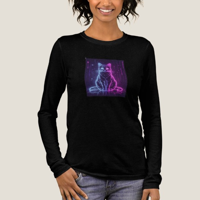 **Neon Cat Design – Glowing Futuristic Feline Art* Tri-Blend Shirt (Vorderseite)