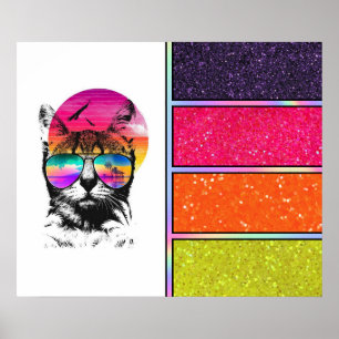 Neon Cat   IMITATE GLITZER Poster