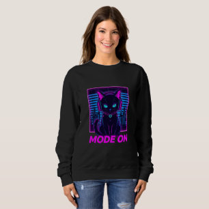 Neon Cat Mode ON - Cyberpunk Gamer Cat Hoodie & T-