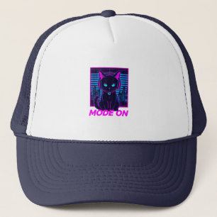 Neon Cat Mode ON - Cyberpunk Gamer Cat Hoodie & T- Truckerkappe