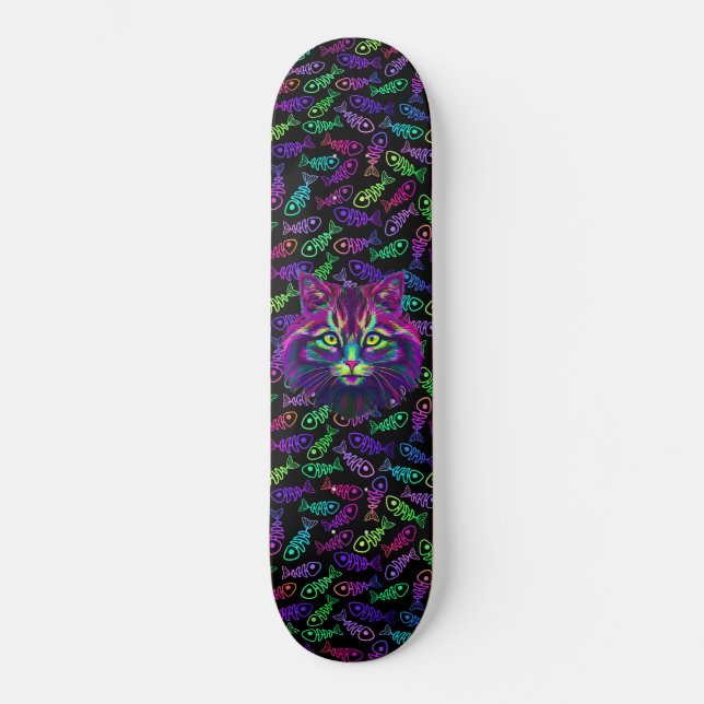Neon Cat Skateboard (Vorderseite)