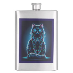 Neon Cat Vivid Background-97948 Flachmann